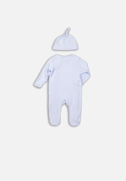 MINOTI - Fishing interlock sleepsuit & beanie set - blue