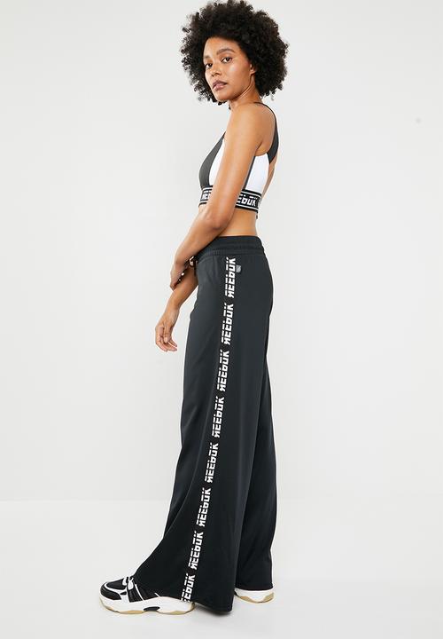 Reebok - Workout myt knit wide leg training pants - black & white