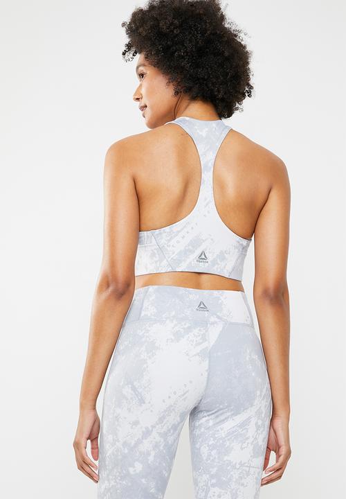 Reebok - Combat jacquard bralette - grey & white