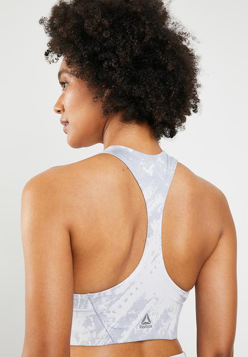 Reebok - Combat jacquard bralette - grey & white
