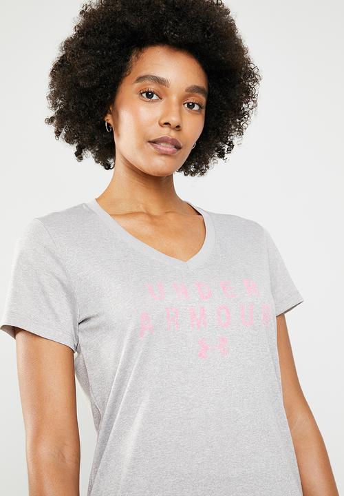 Under Armour - Tech graphic top - grey & pink