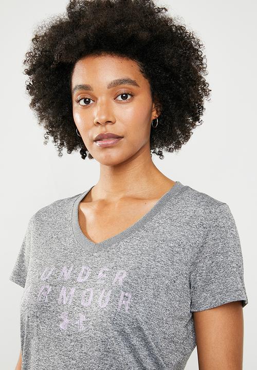 Under Armour - Tech graphic top - grey & purple