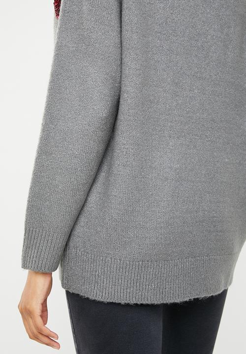 Noisy May - Terp long sleeve sequins jersey - grey 