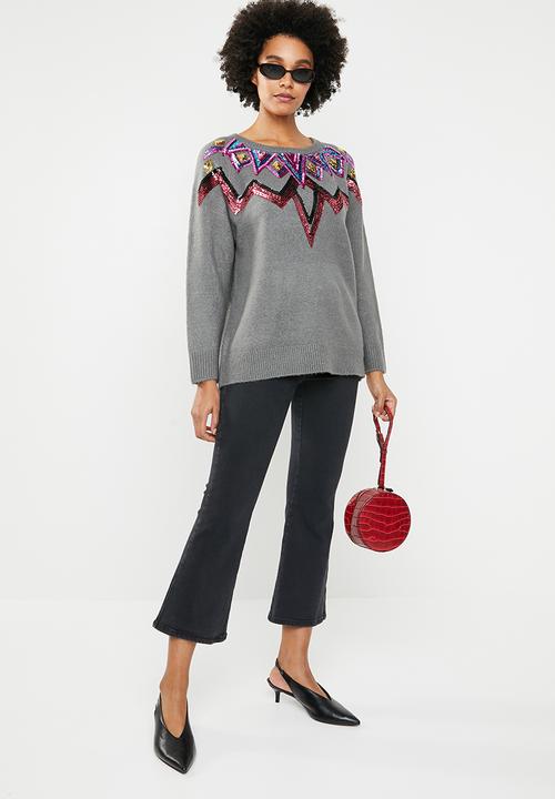 Noisy May - Terp long sleeve sequins jersey - grey 