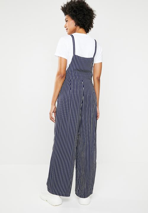 Noisy May - Alana 7/8 wide leg dungaree - navy