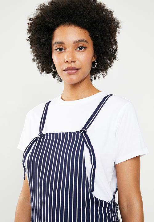 Noisy May - Alana 7/8 wide leg dungaree - navy