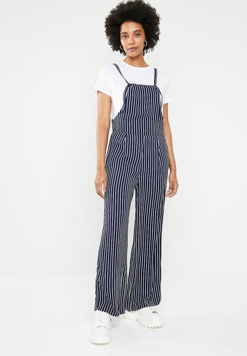 Noisy May - Alana 7/8 wide leg dungaree - navy