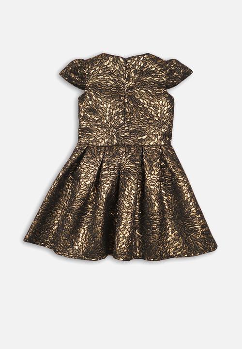 MINOTI - Jaquard dress - gold & black