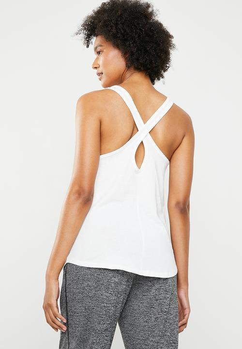 Under Armour - Graphic script cross back tank - white & pink