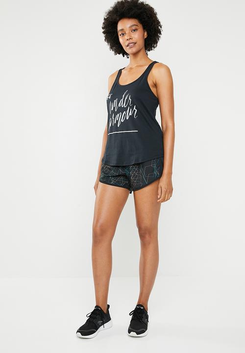 Under Armour - Graphic script cross back tank - black & grey