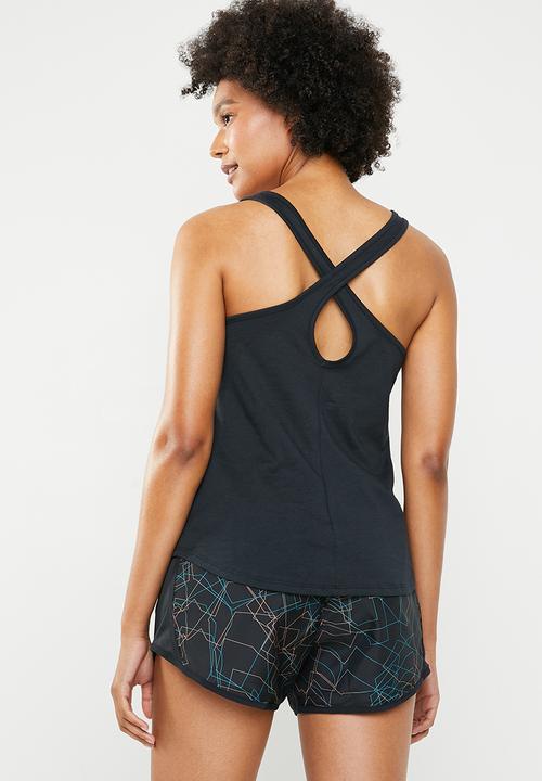 Under Armour - Graphic script cross back tank - black & grey