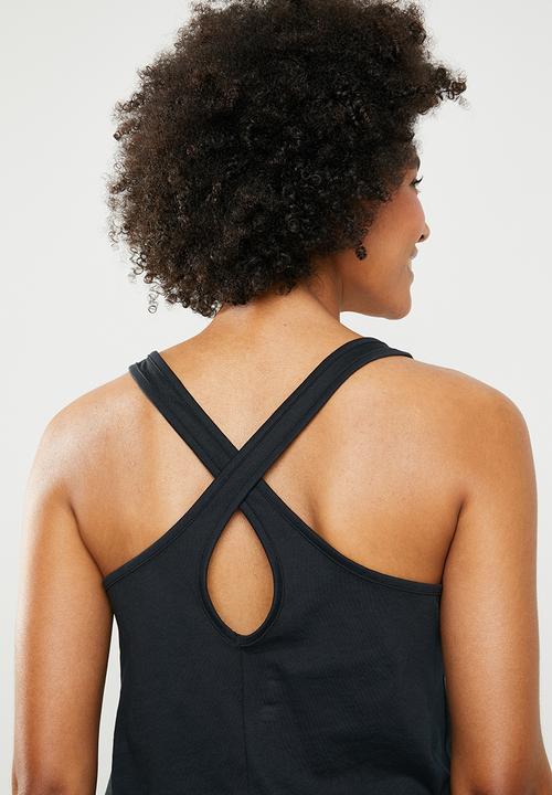 Under Armour - Graphic script cross back tank - black & grey