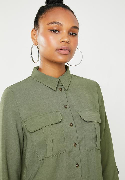 Jacqueline de Yong - Yenzo long sleeve shirt - khaki green