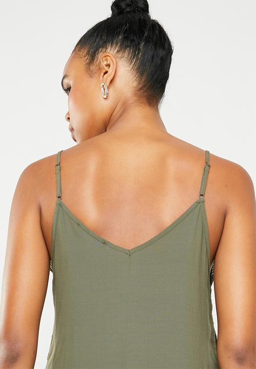 MANGO - Lace top - khaki green