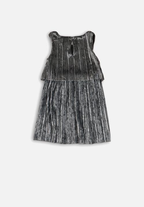 MINOTI - Pleated velvet dress - grey