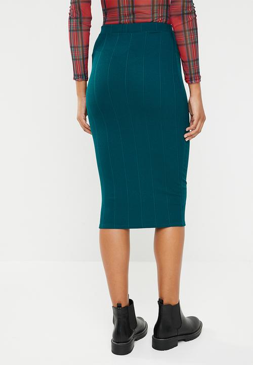 Missguided - Ribbed cord pencil skirt - green