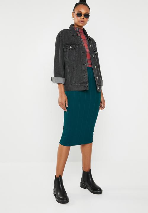 Missguided - Ribbed cord pencil skirt - green