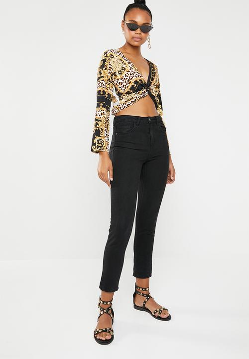 Missguided - Chain animal print twist front top - multi