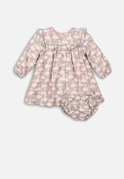 MINOTI - Infants aop dress & knicker set - grey