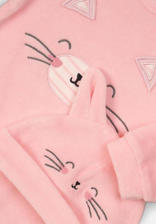 MINOTI - Velour sleepsuit & hat set - pink