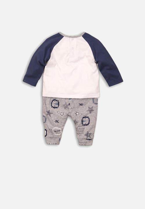MINOTI - Long sleeve top & pant set - grey & navy 