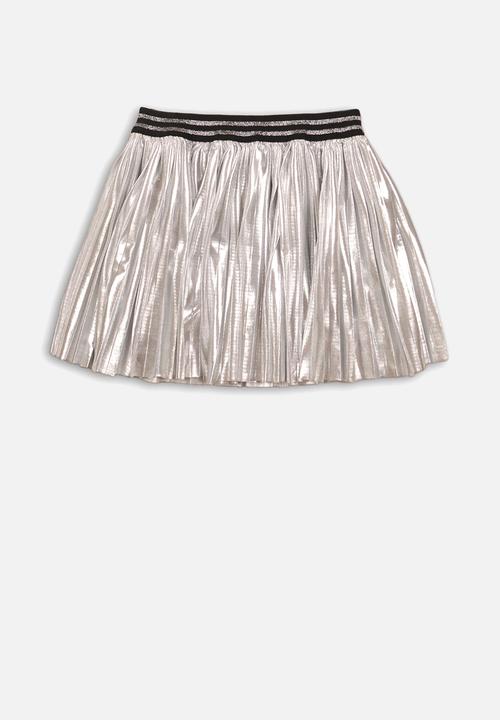 MINOTI - Pleated foil skirt - silver