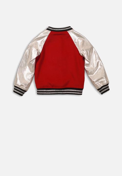MINOTI - Combo fabric bomber jacket - red