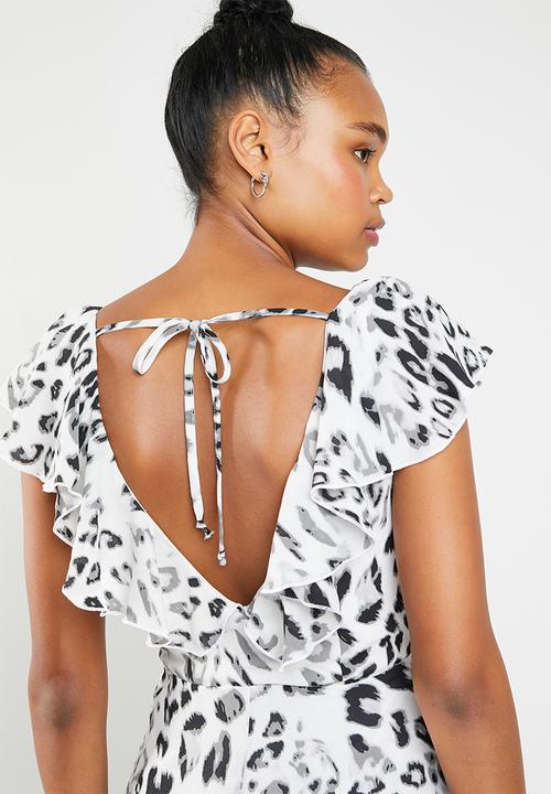 Superbalist - Ruffle neckline maxi dress - grey & black