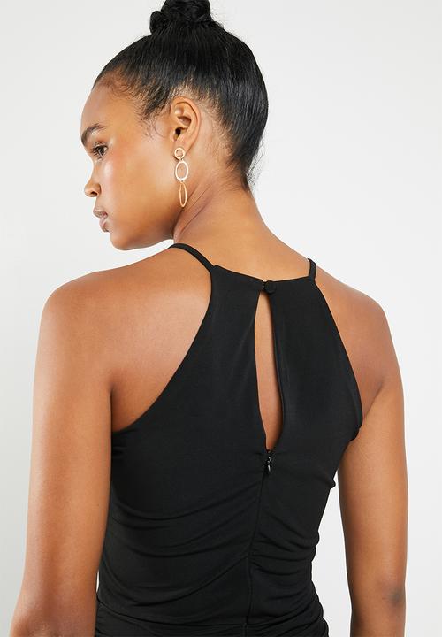 Superbalist - HI neck ruched bodycon dress - black