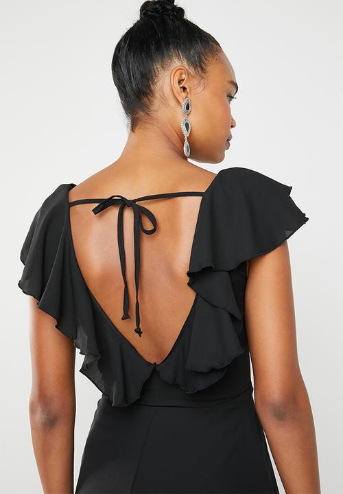 Superbalist - Ruffle neckline maxi dress - black