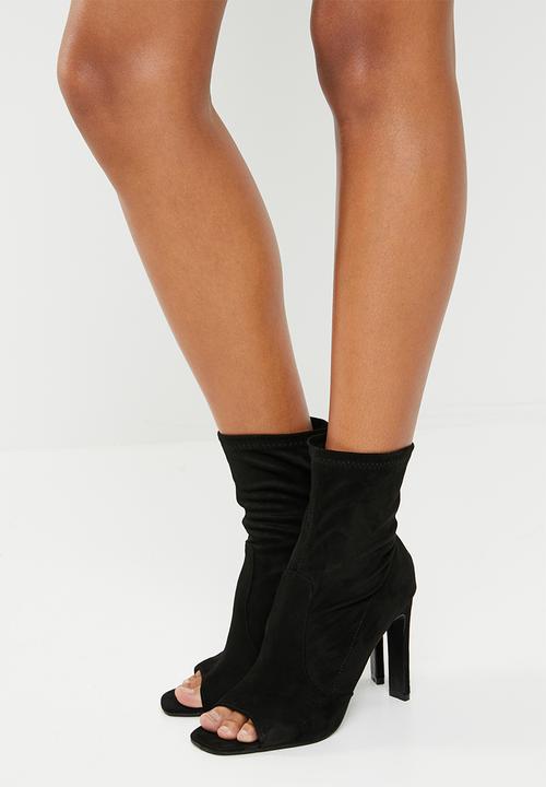 Public Desire - Craze sock fit peep toe ankle - black 