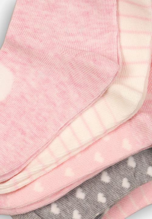 MINOTI - 5pk heart & stripe design ankle socks - multi 