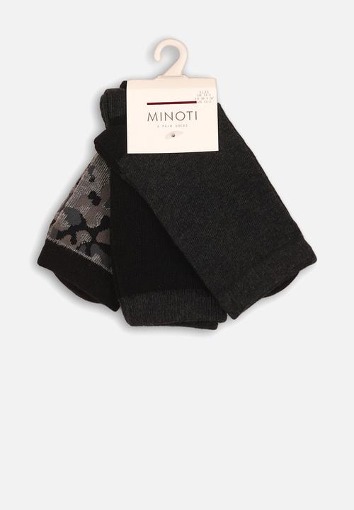 MINOTI - 3 pack ankle socks - black
