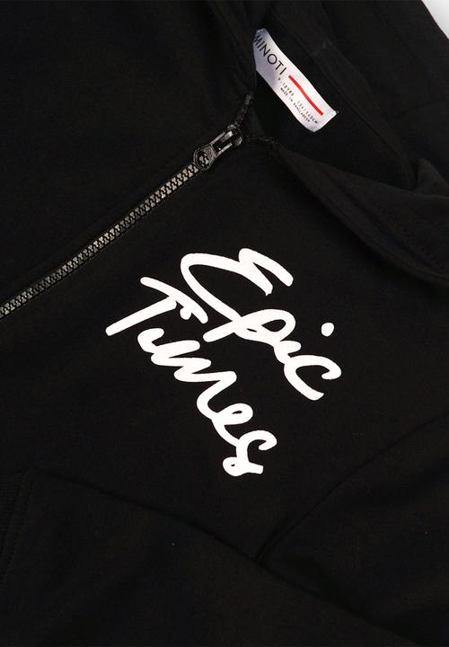 MINOTI - Teens hooded zip thru - black