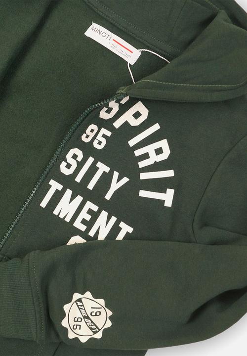 MINOTI - Boys hooded zip thru - green