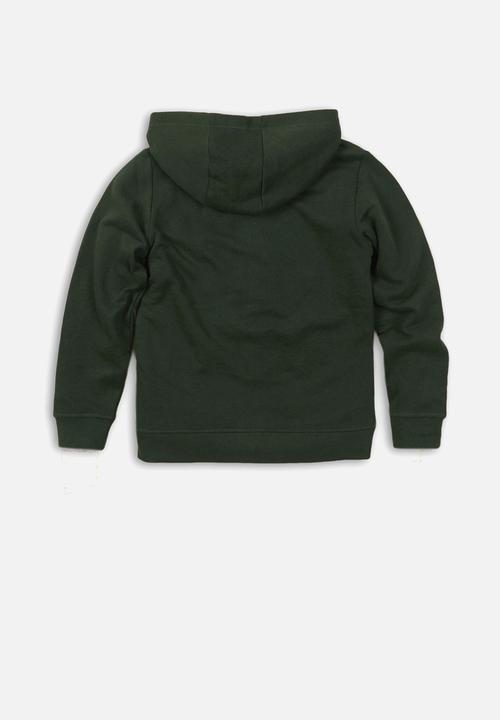 MINOTI - Boys hooded zip thru - green
