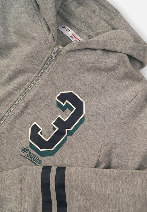 MINOTI - Boys hooded zip thru - grey 