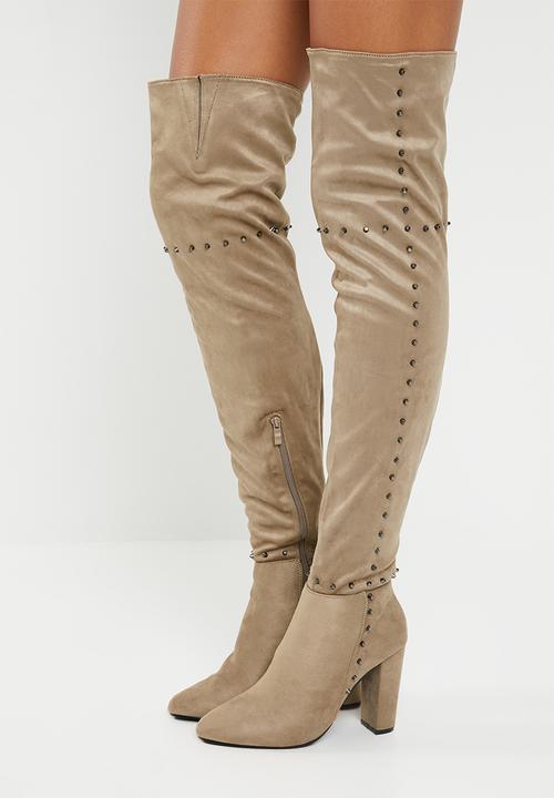 STYLE REPUBLIC - Studded thigh high - beige