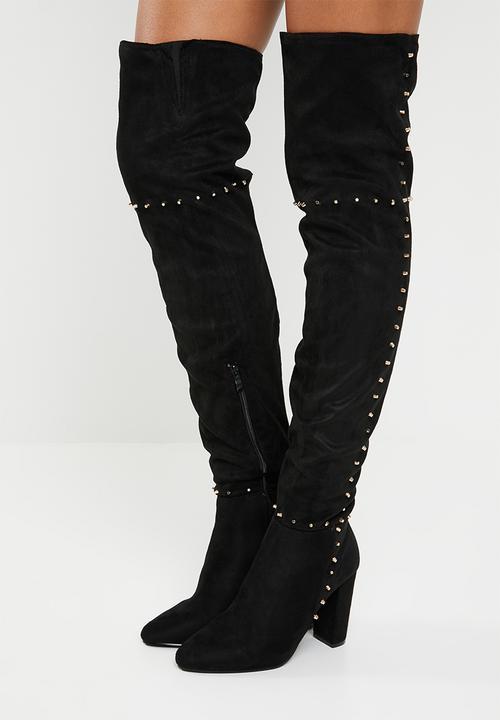 STYLE REPUBLIC - Studded thigh high boot - black