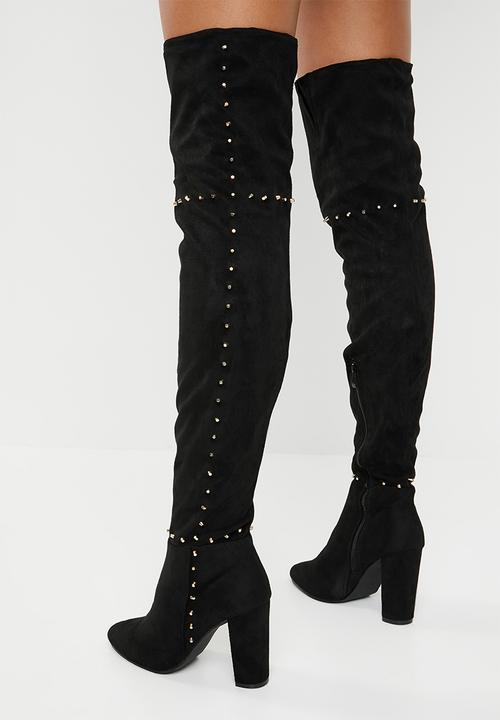 STYLE REPUBLIC - Studded thigh high boot - black