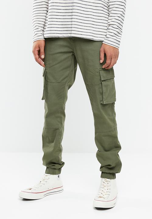 khaki joggers with belt loops