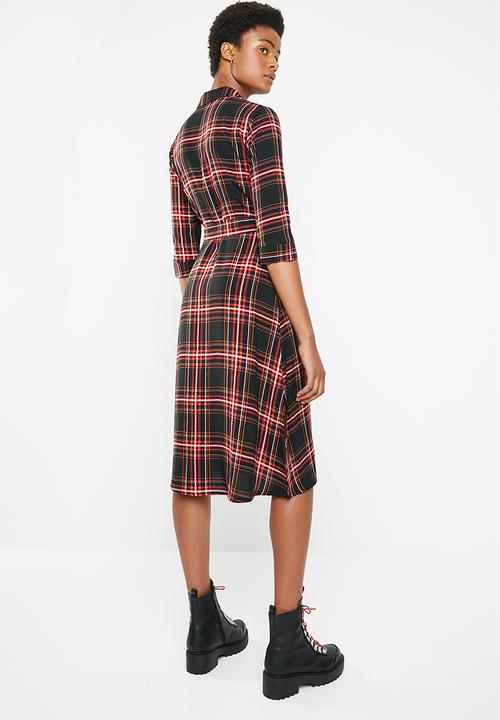Superbalist -  Shirt dress -black & red 