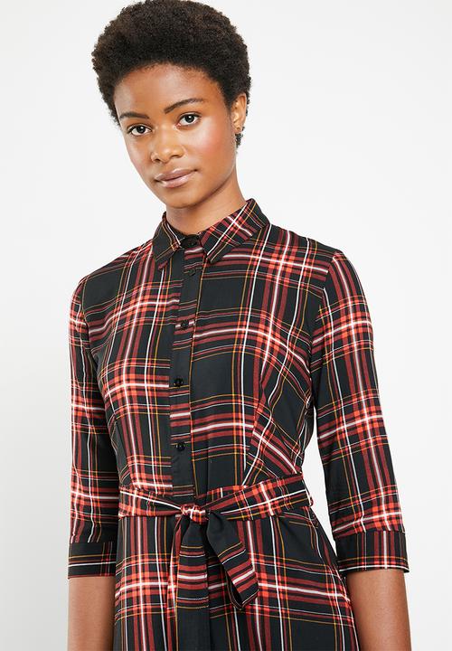 Superbalist -  Shirt dress -black & red 