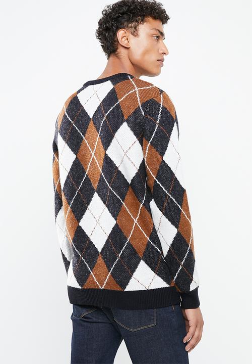 New Look - Argyle crew neck sweater - multi