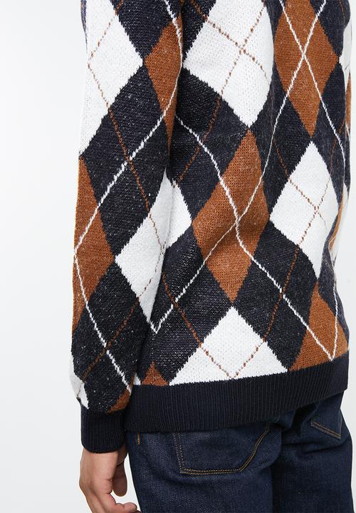 New Look - Argyle crew neck sweater - multi
