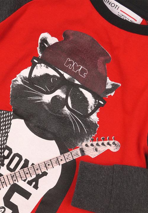 MINOTI - Meerkat long sleeve top - red & navy 