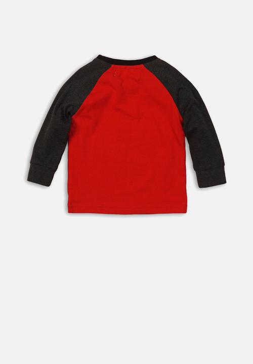 MINOTI - Meerkat long sleeve top - red & navy 