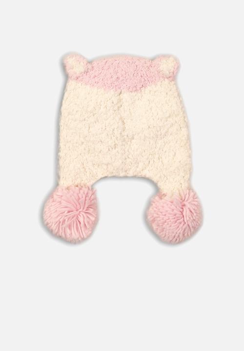 MINOTI - Knitted hat - cream & pink