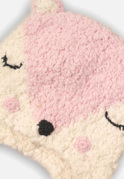 MINOTI - Knitted hat - cream & pink