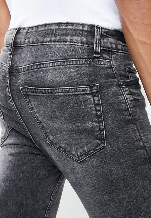 New Look - Dirty wash skinny jean - black
